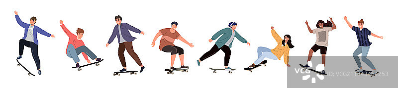 白色背景上的滑板运动员图片素材