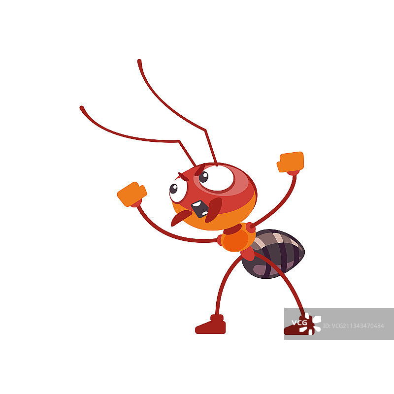 可爱的蚂蚁角色摆出战斗姿势尖叫图片素材
