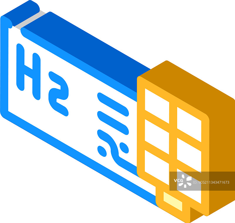 带太阳能电池板的氢气生产2.5D图图片素材