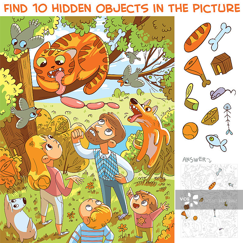 饥饿的小偷寻找10个隐藏的物体图片素材