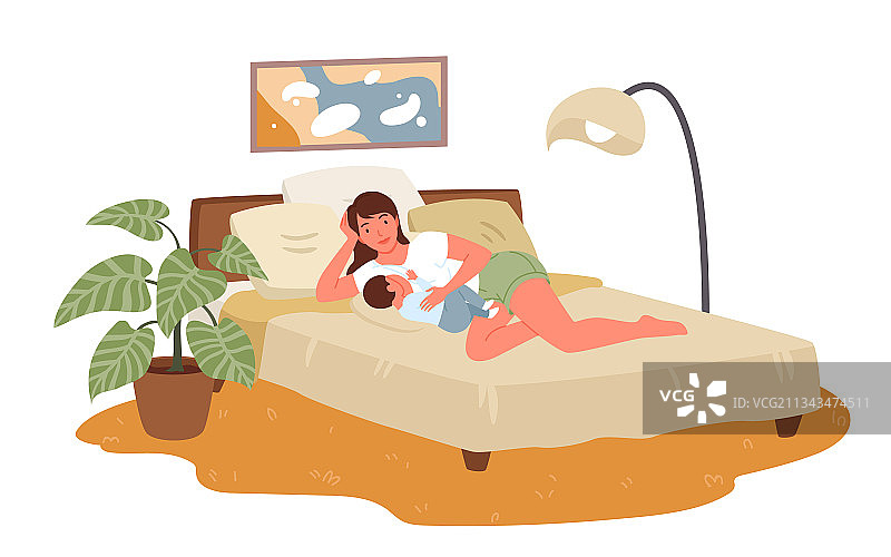 母乳喂养母爱哺乳概念开心图片素材