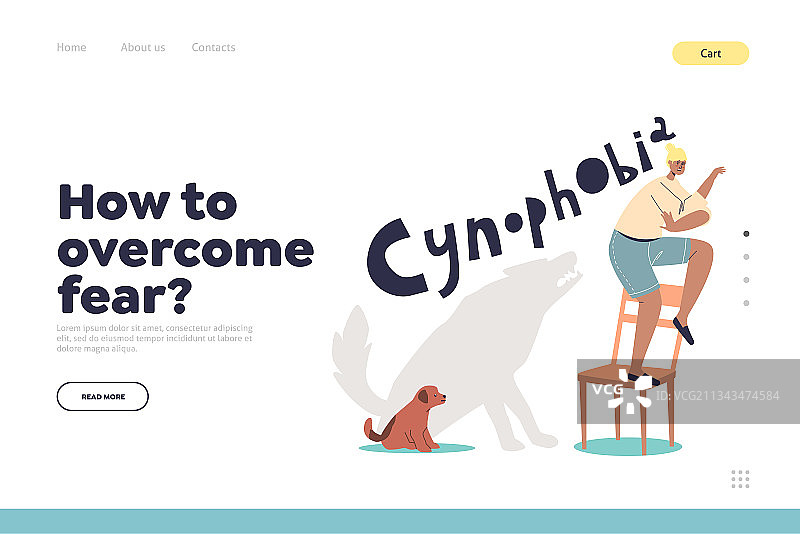 克服恐惧概念落地页与女人图片素材