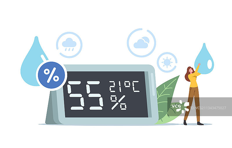 空气湿度概念小女孩角色图片素材