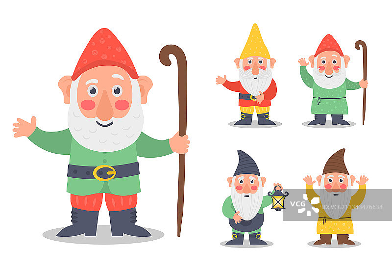 可爱童话花园侏儒角色套装图片素材