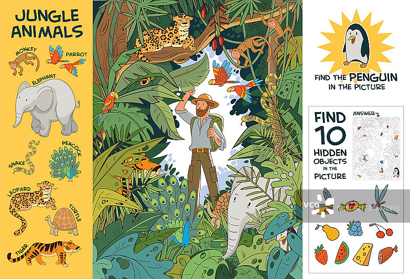 在印度丛林中探险，找到10个隐藏物体图片素材