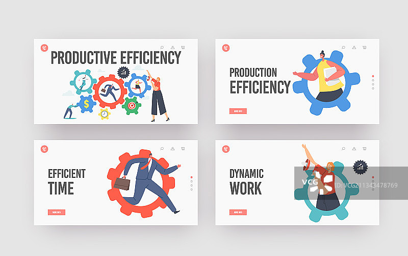 迷你小人移动巨型齿轮着陆页图片素材