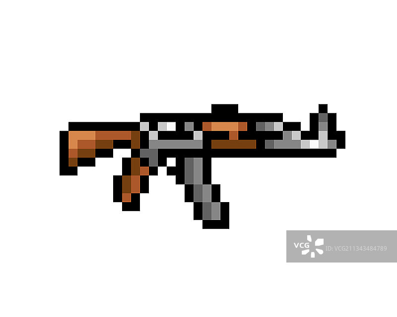 用于8位游戏的像素枪AK47游戏装备图片素材