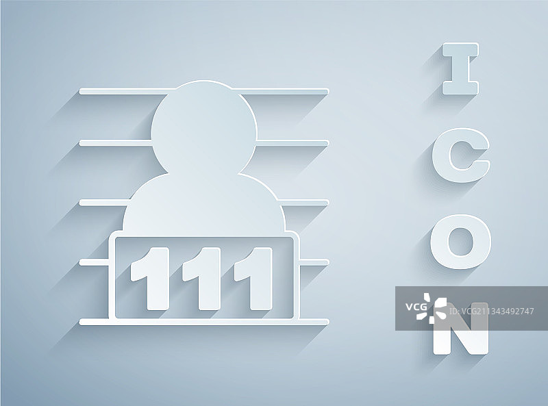 灰色背景上的剪纸犯罪嫌疑人图标图片素材