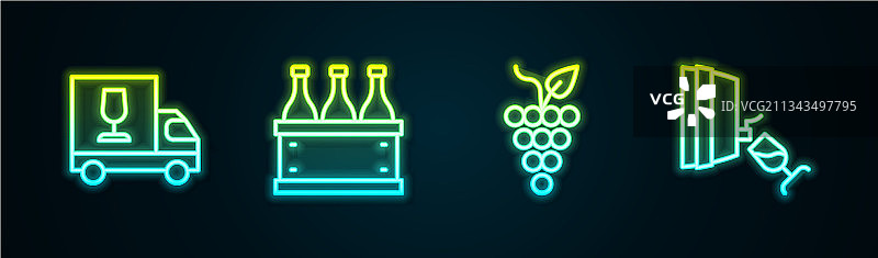 葡萄酒运输车、葡萄酒瓶、酒盒、葡萄图片素材