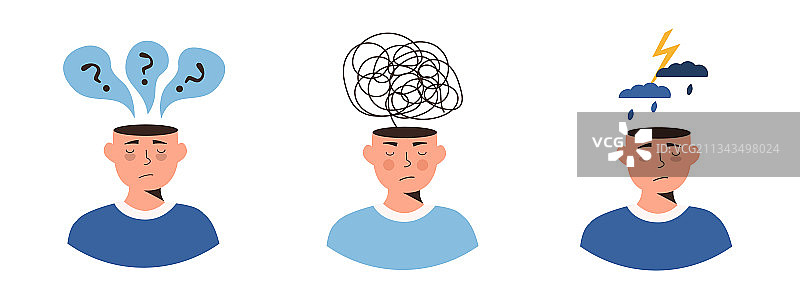 沮丧或沮丧的人群：神经问题图片素材