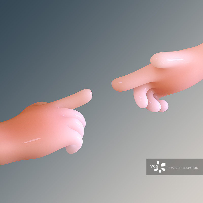 3D渲染卡通萌系风格人物手势可编辑插图图片素材