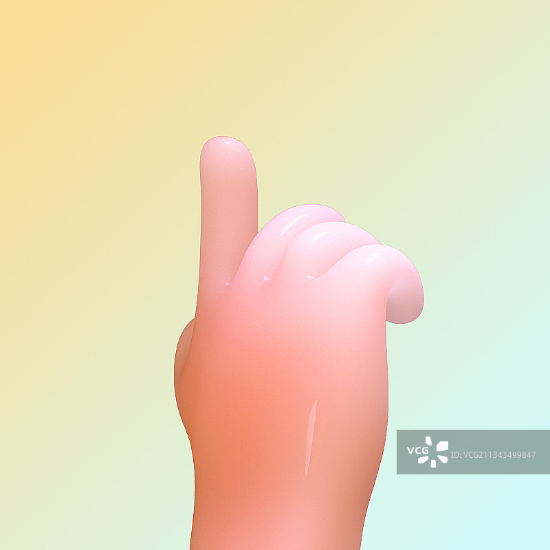 3D渲染卡通萌系风格人物手势可编辑插图图片素材