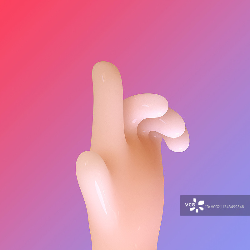 3D渲染卡通萌系风格人物手势可编辑插图图片素材