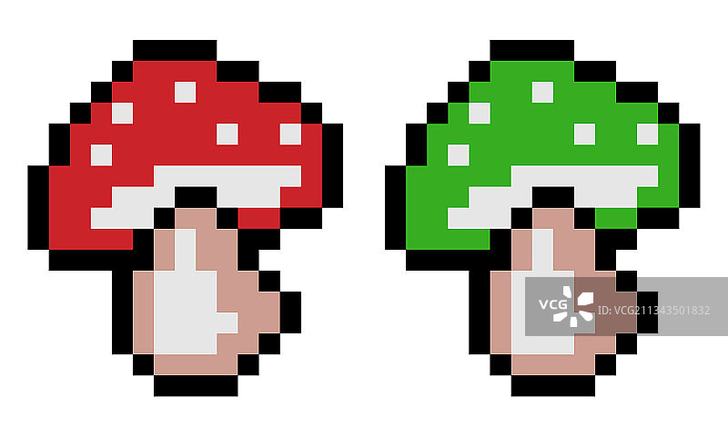 用于8位游戏素材的像素蘑菇图像图片素材