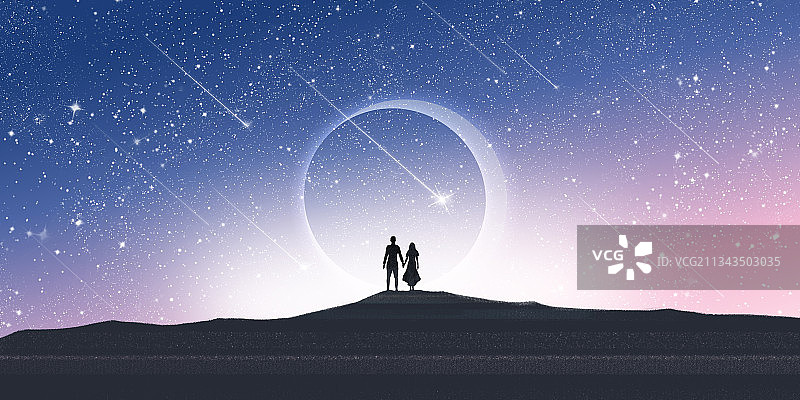 情人节流星雨插画图片素材