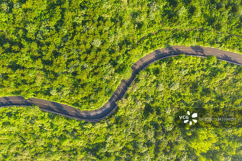 河南焦作修武县青龙峡景区盘山公路夏森林山路季户外风光航拍图片素材