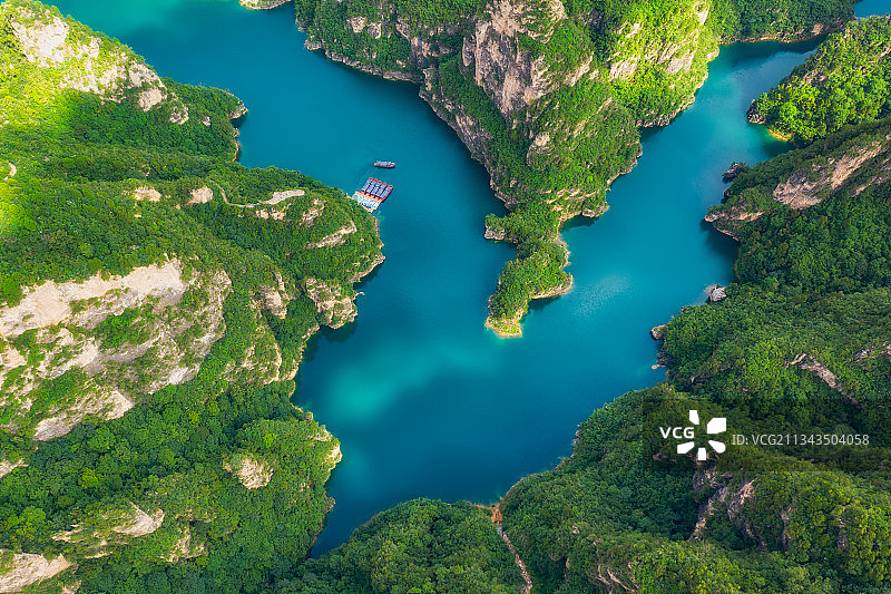 河南焦作修武县云台山峰林峡景区夏季户外风光航拍视角图片素材