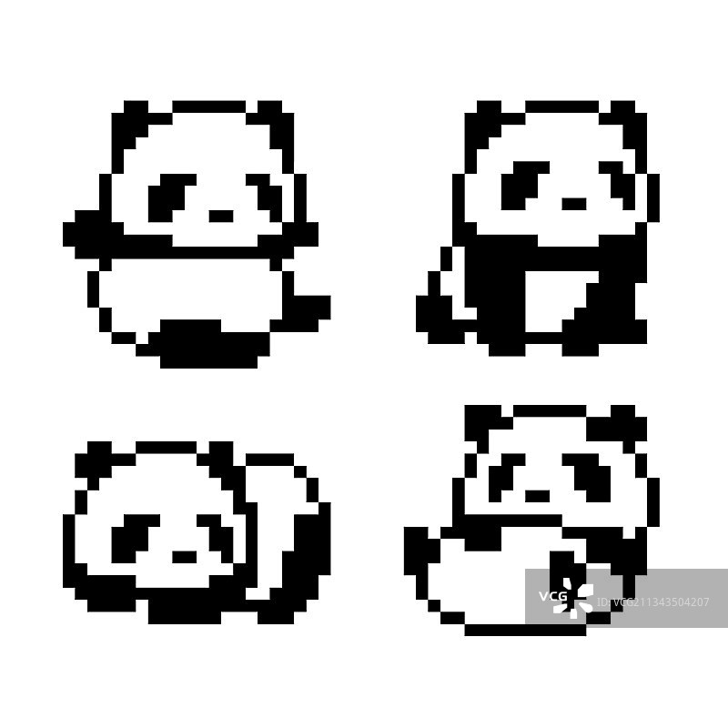 8位游戏素材像素熊猫合集图片素材
