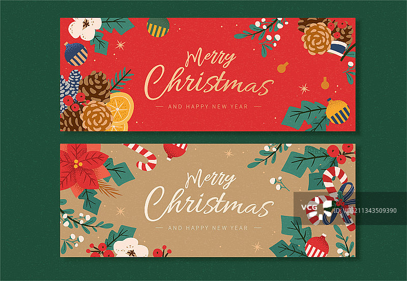 优雅圣诞节装饰横幅插画设计图片素材