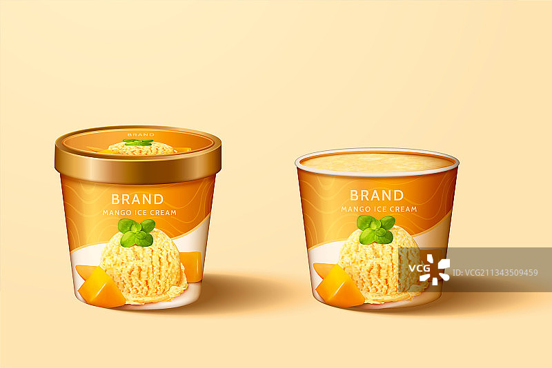 芒果杯装冰淇淋包装设计素材图片素材