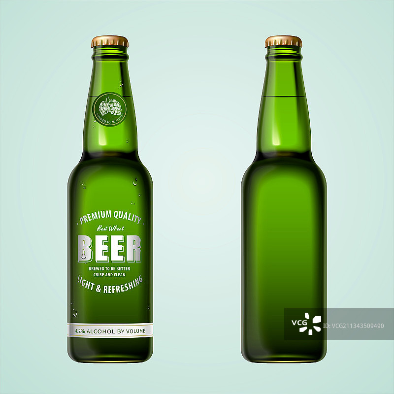 三维绿色啤酒瓶包装设计素材图片素材