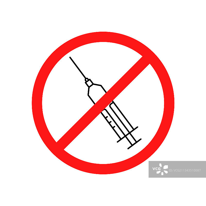 黑红色禁止注射标志图片素材