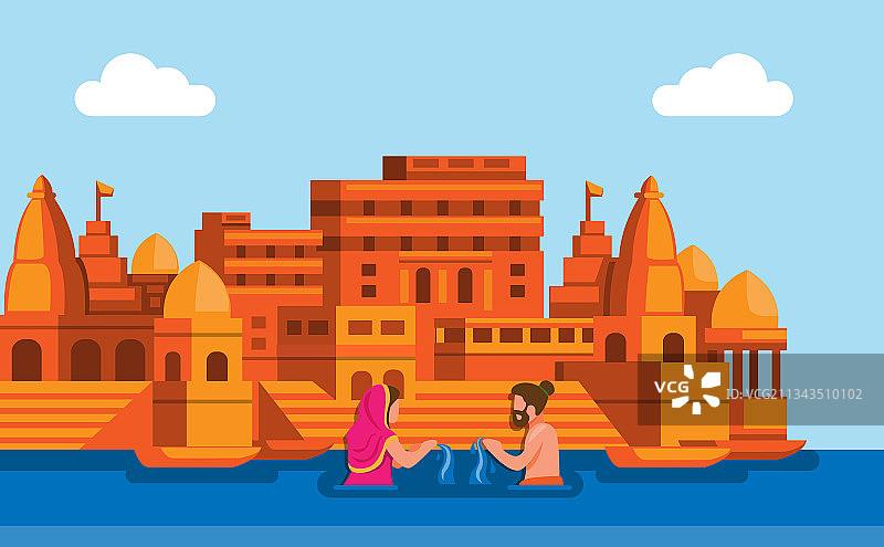 恒河沐浴仪式印度文化图片素材