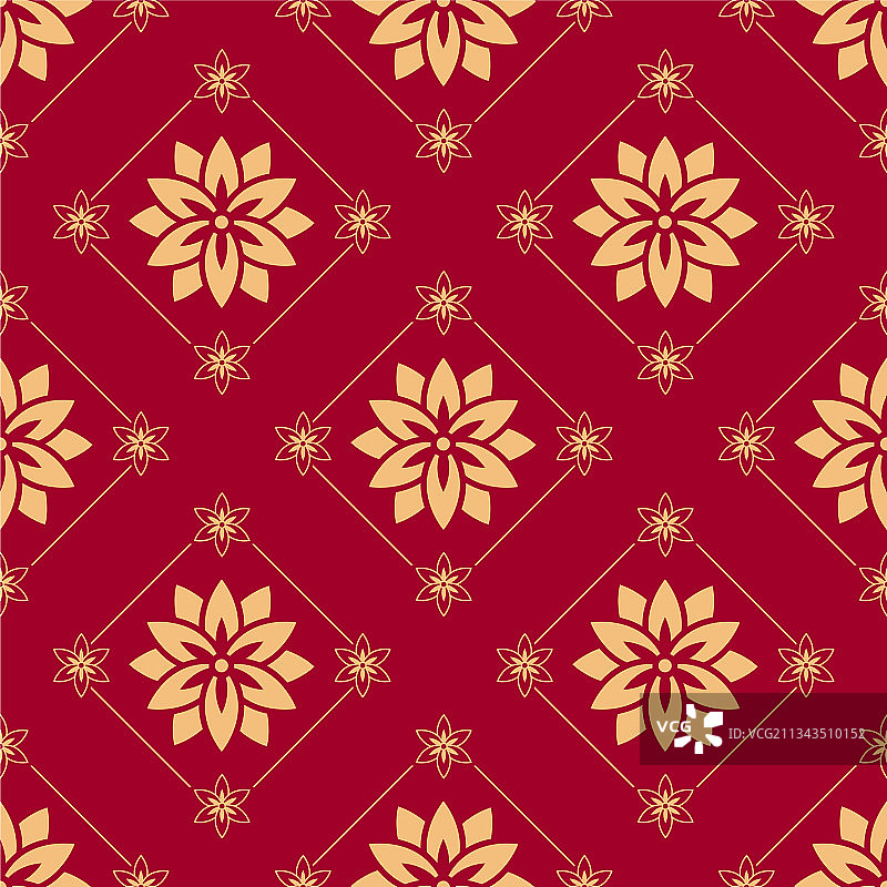 中式荷花无缝花纹图案图片素材