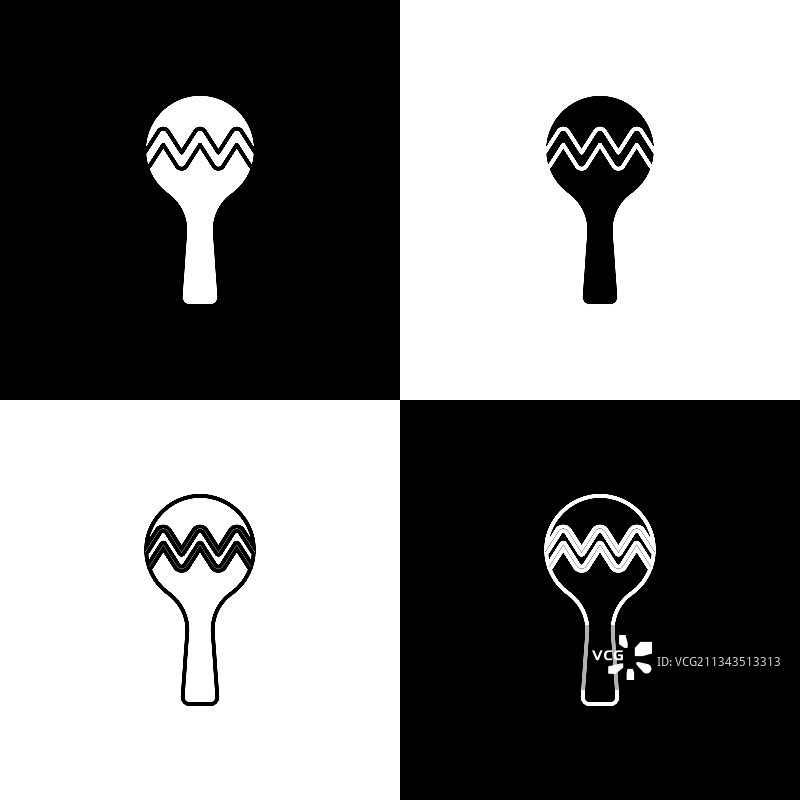 在黑白背景上的一组沙锤图标图片素材