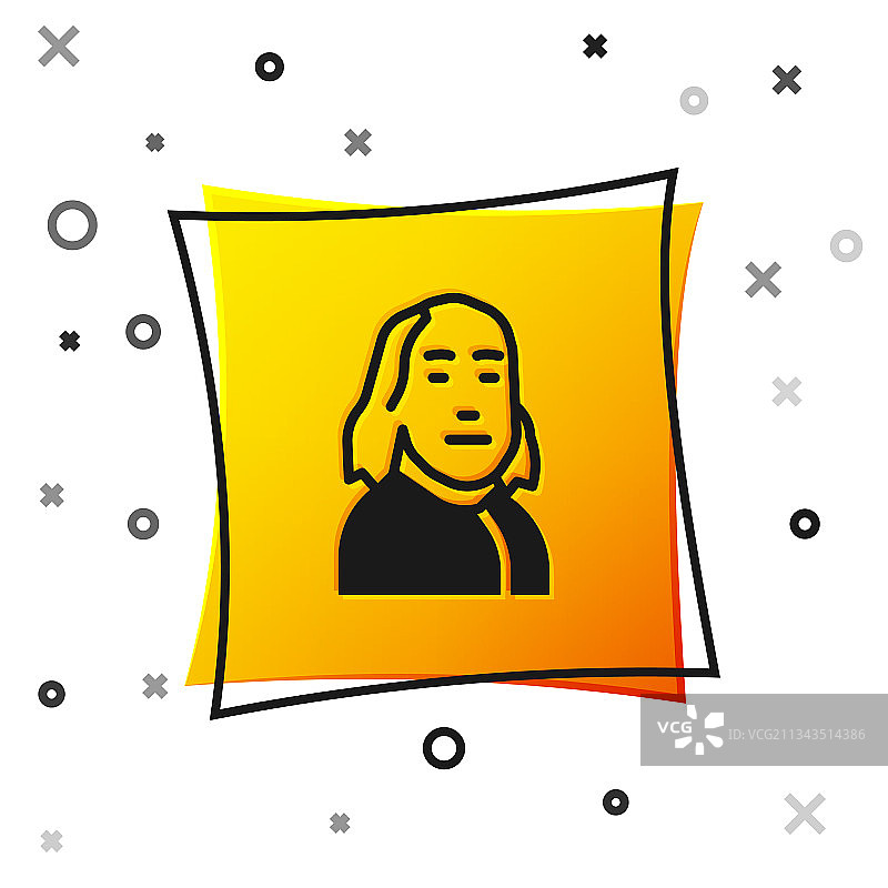 白色背景上孤立的黑色本杰明·富兰克林图标图片素材