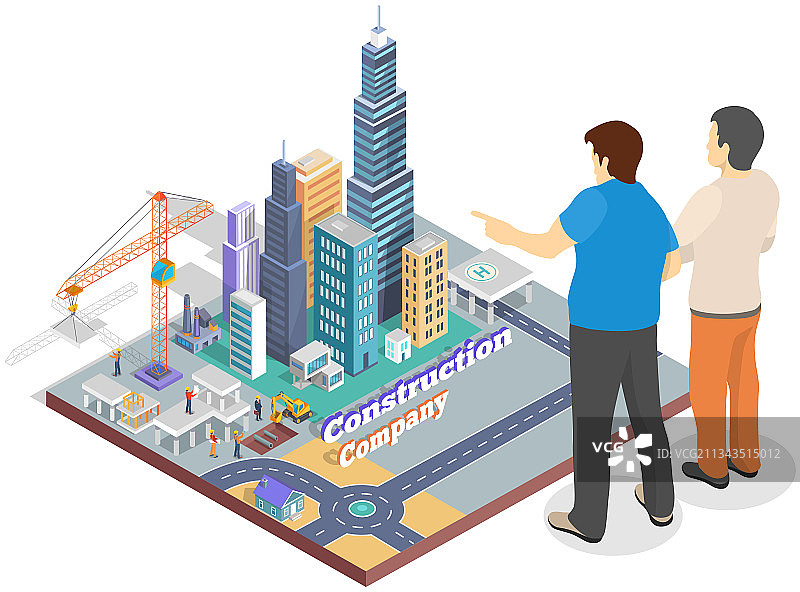 人们观看未来现代城市布局图片素材