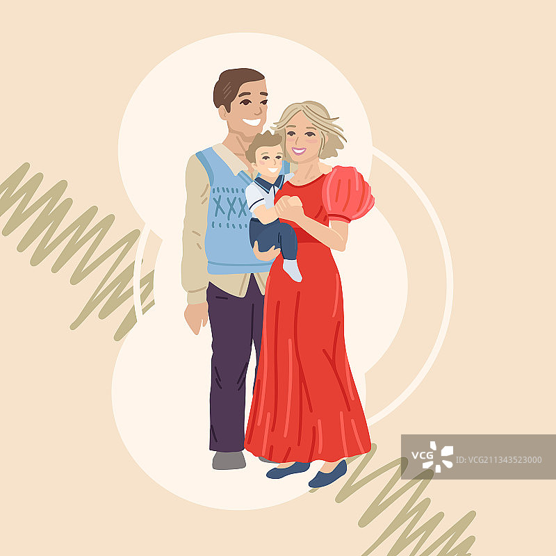 父母与小孩的家庭照图片素材