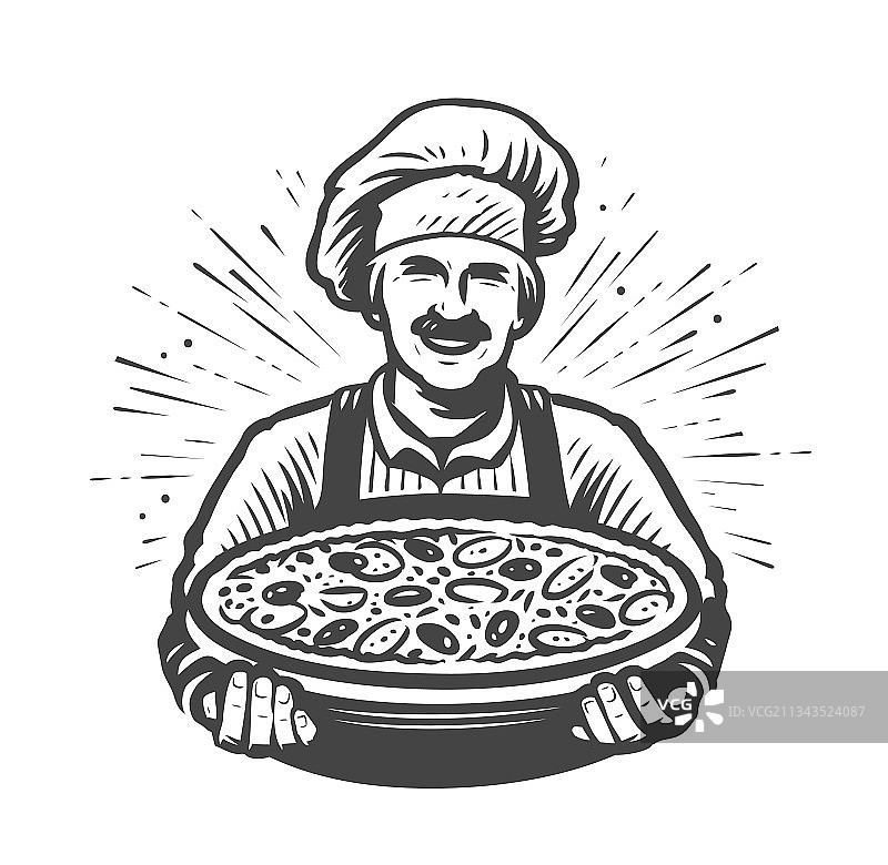 厨师披萨餐厅美食标志图片素材