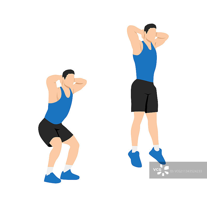 男人做跳跃深蹲运动图片素材