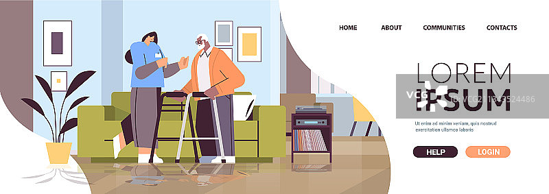 友善的护士或志愿者照顾老年男性图片素材