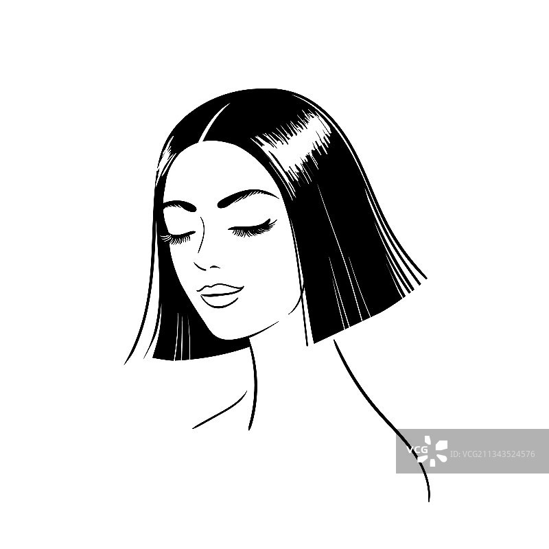 美丽的女孩侧面头像图片素材