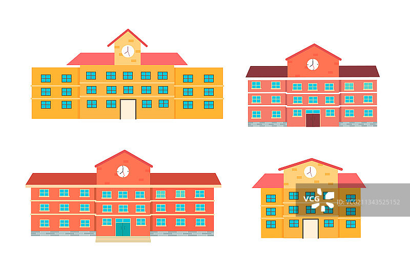 学校教学楼建筑矢量插画图片素材