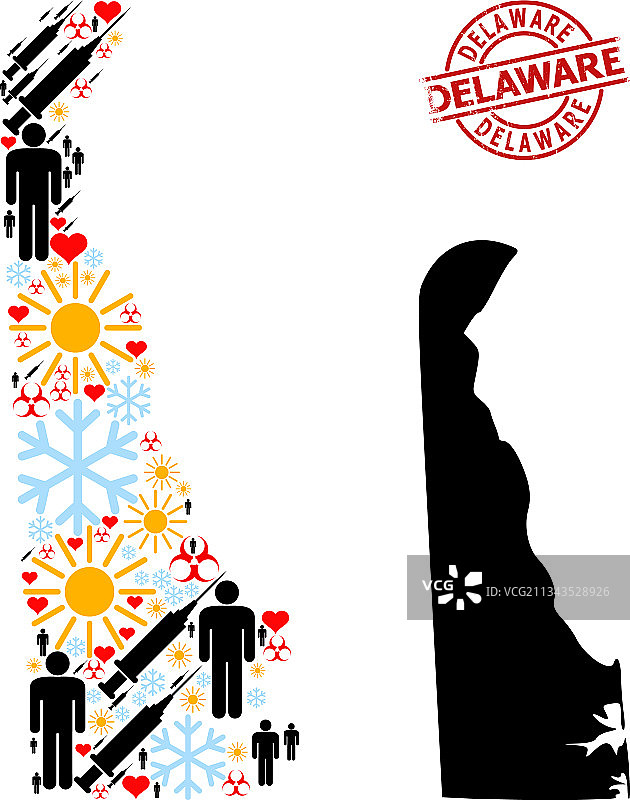 特拉华州印章和爱心人士图片素材