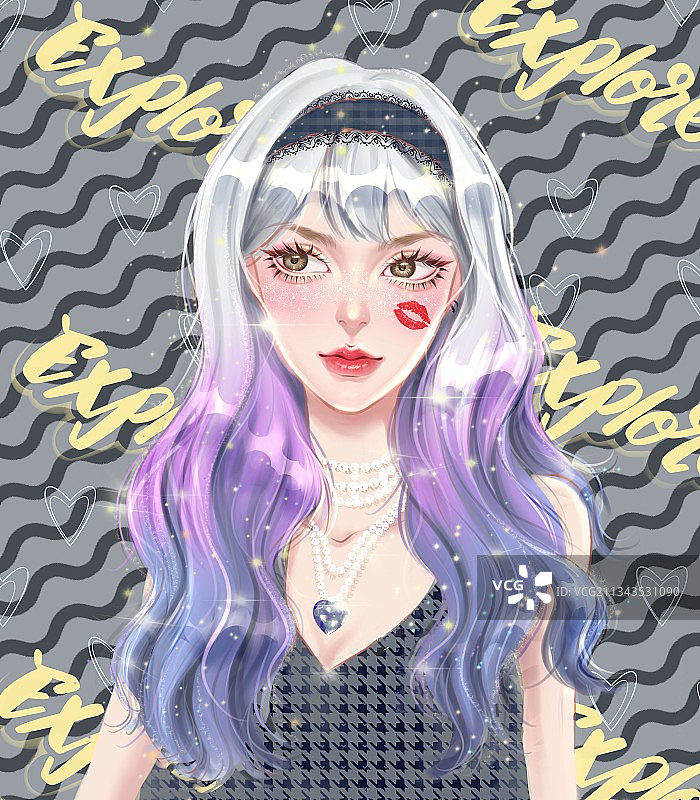 女团头像插画图片素材