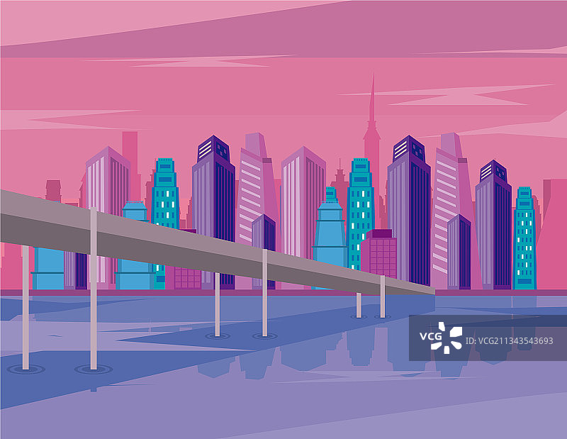 大都市建筑与桥梁图片素材