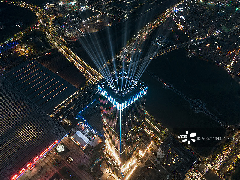 深圳北站夜景航拍图片素材