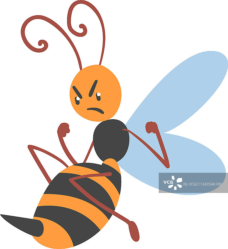 可爱的愤怒的蜜蜂飞行昆虫角色图片素材