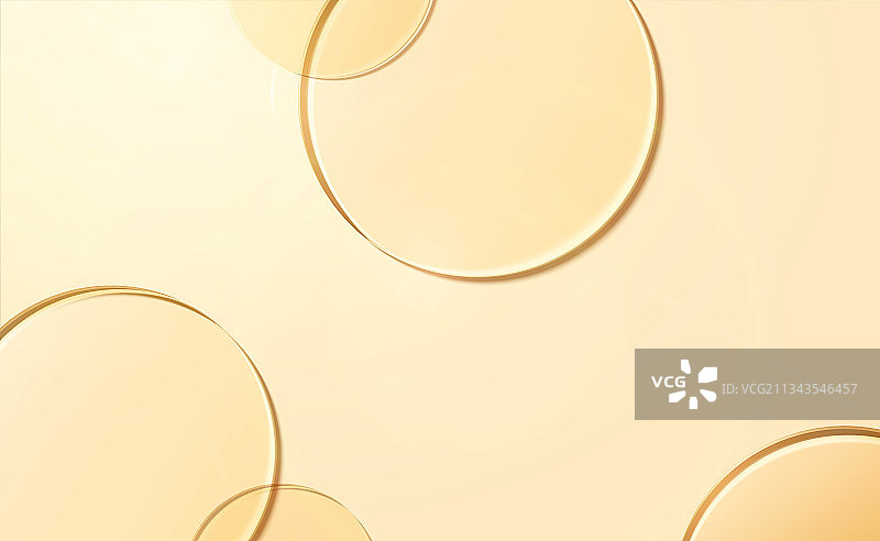 夏日三维鹅黄色顶视场景 透明玻璃圆片背景图片素材