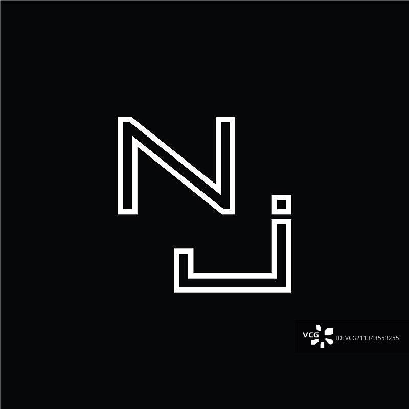 NJ圆形切片字母组合标志图片素材