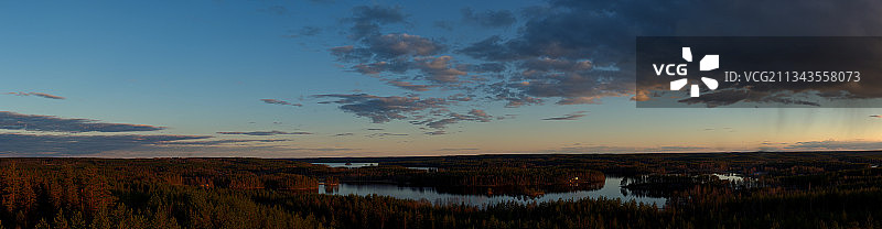 芬兰里什蒂纳日落湖景图片素材