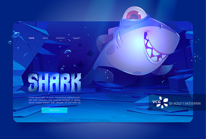 海洋水下快乐鲨鱼着陆页图片素材
