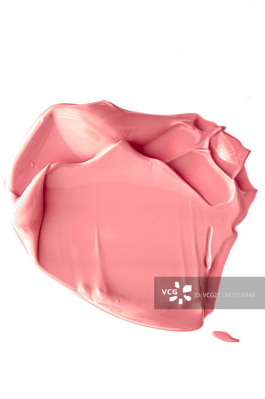 白色背景上分离的珊瑚美容化妆品纹理，涂抹图片素材