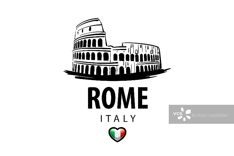 白色背景罗马斗兽场绘画图片素材