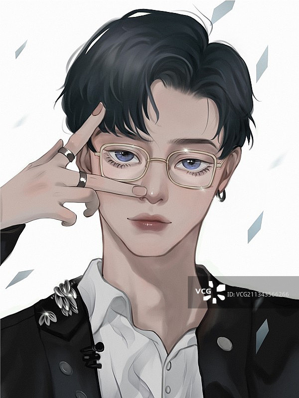 腹黑半身像插画图片素材