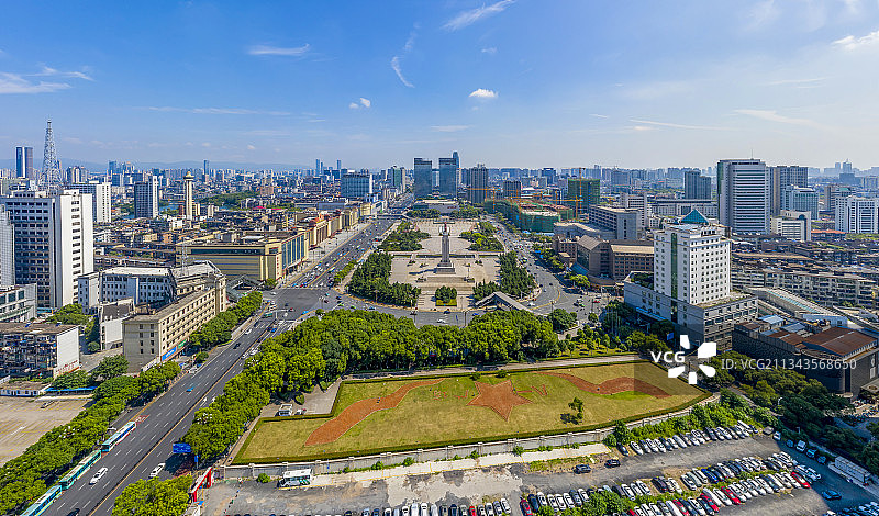 南昌市中心八一广场航拍全貌图片素材